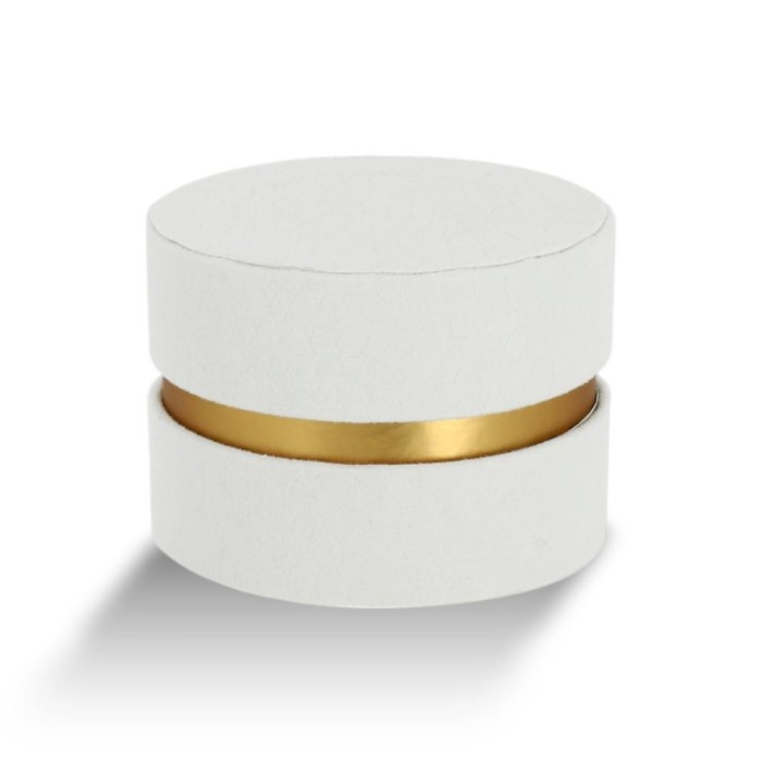 SCATOLA TONDA D8.5 H6.5 AVORIO VELLUTO MARTELLATO